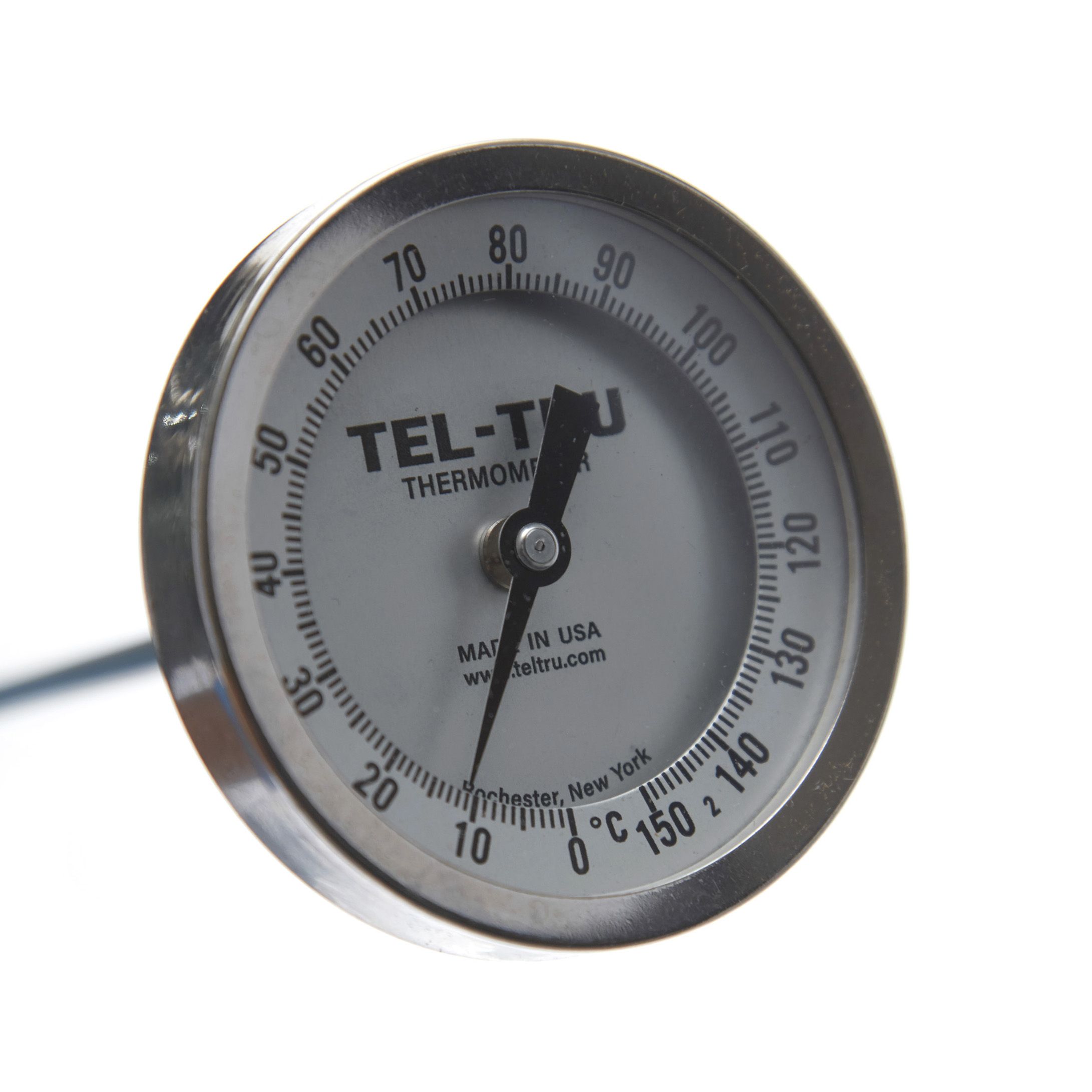 TERMÓMETRO BIMETÁLICO DE 0 A 150°C. VÁSTAGO DE 45cm. ROSCA DE 1/2". TEL-TRU