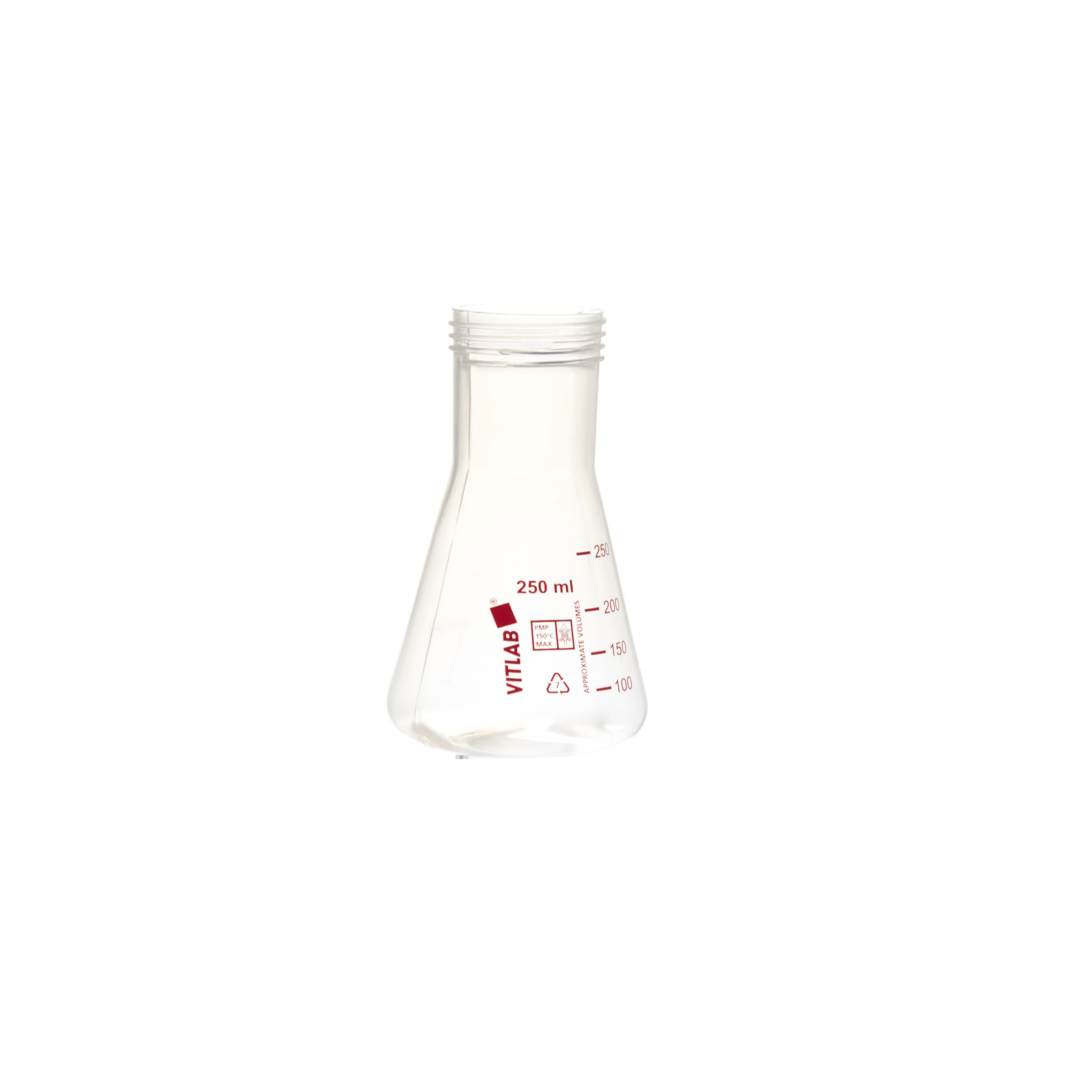 MATRAZ ERLENMEYER DE PMP DE 250ml CON TAPÓN ROSCADO. VITLAB