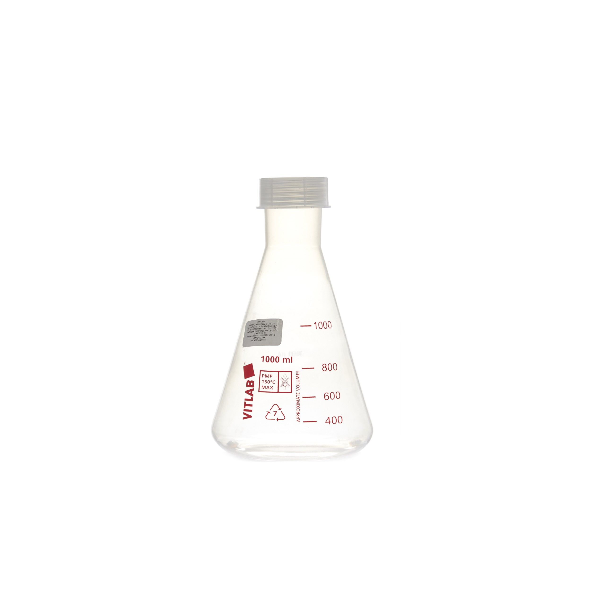 MATRAZ ERLENMEYER DE PMP DE 1L CON TAPÓN ROSCADO. VITLAB