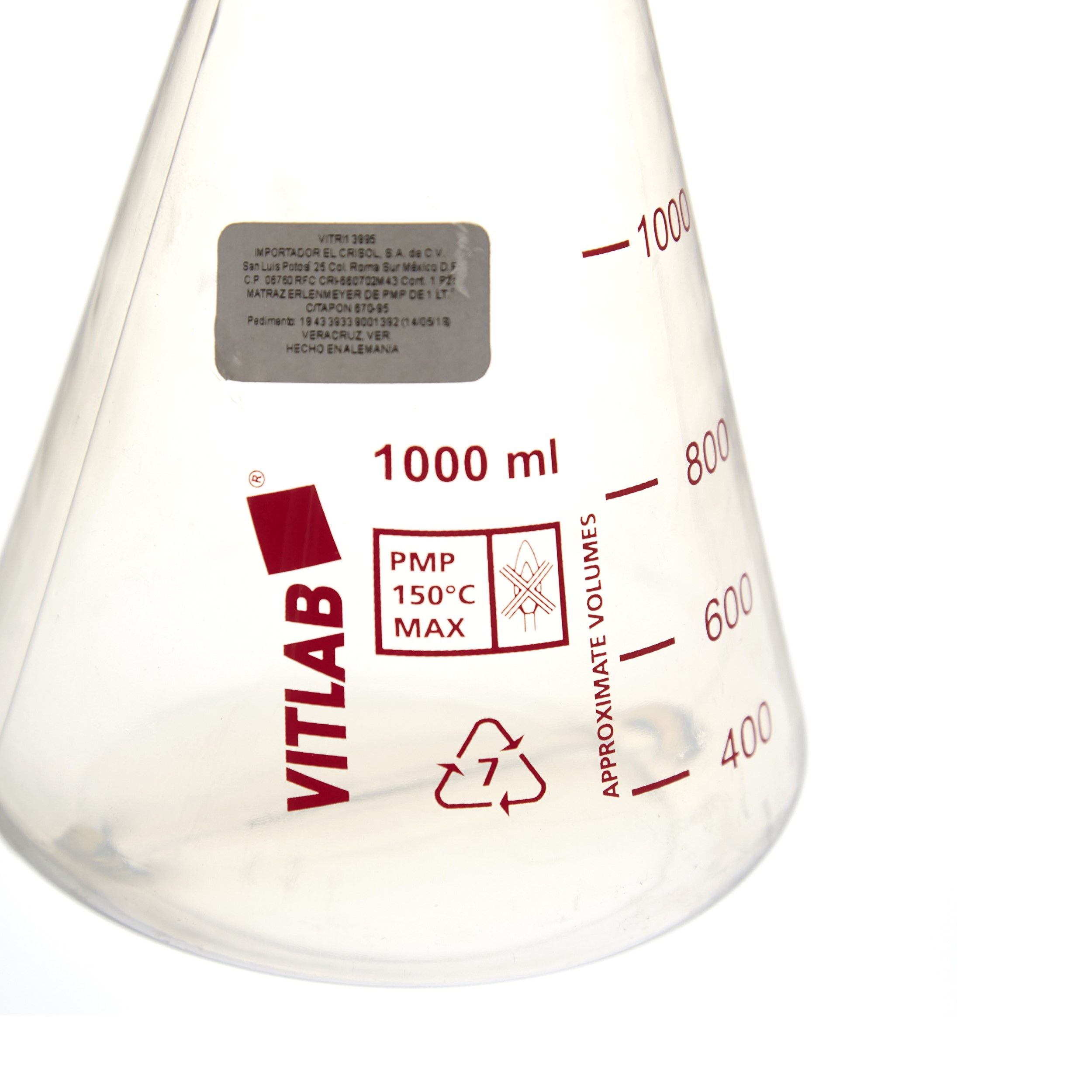 MATRAZ ERLENMEYER DE PMP DE 1L CON TAPÓN ROSCADO. VITLAB