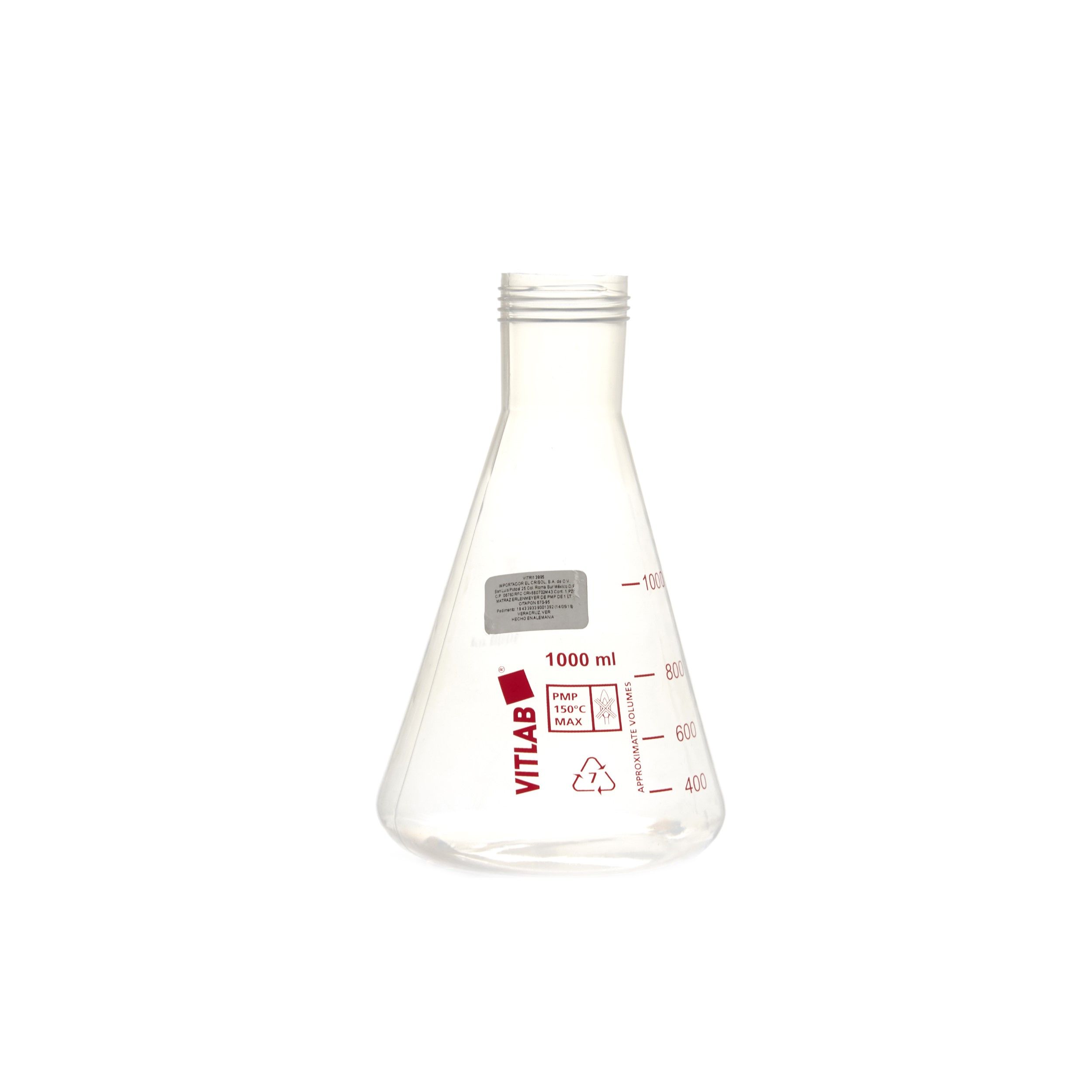 MATRAZ ERLENMEYER DE PMP DE 1L CON TAPÓN ROSCADO. VITLAB