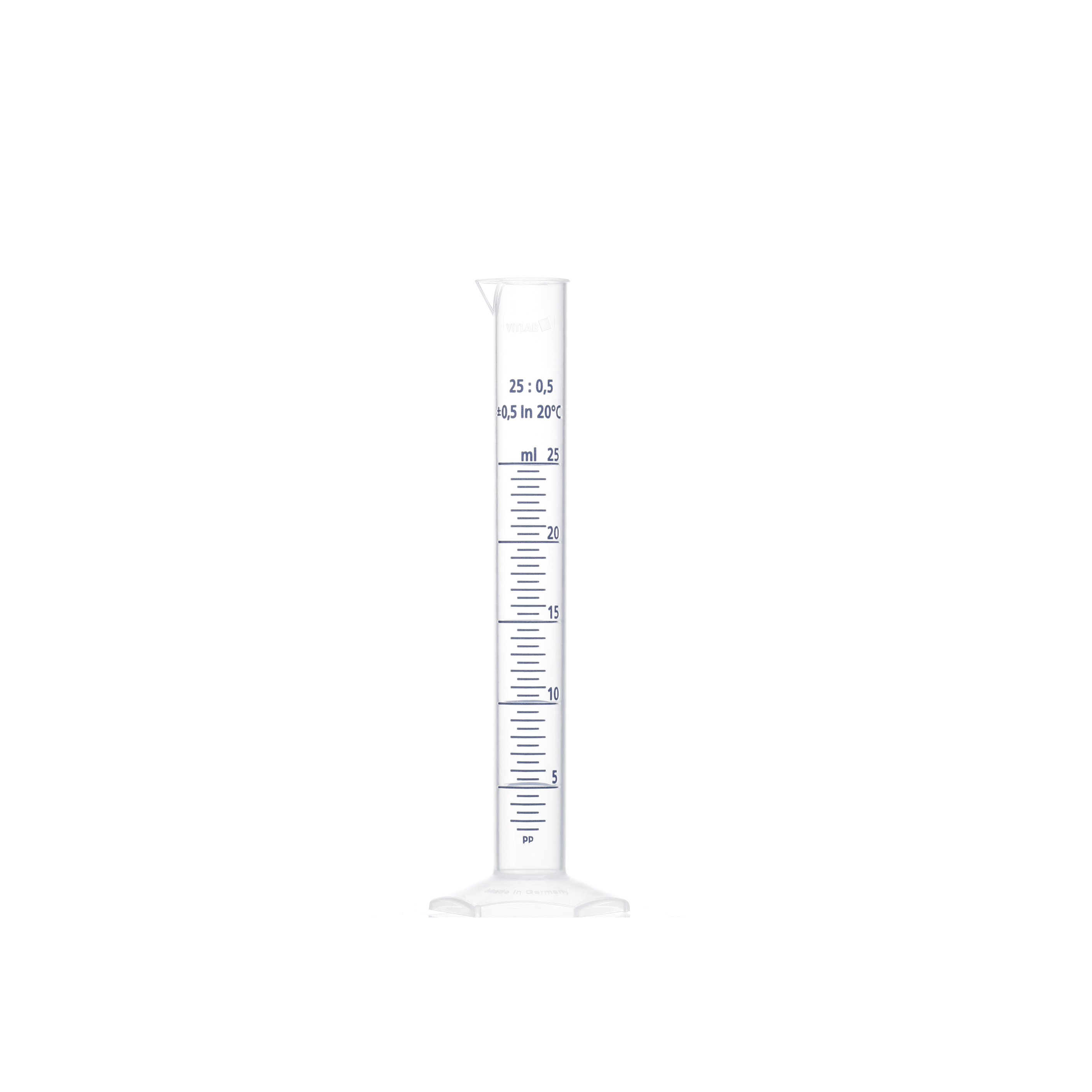 PROBETA GRADUADA DE PP DE 25ml. AZUl. VITLAB