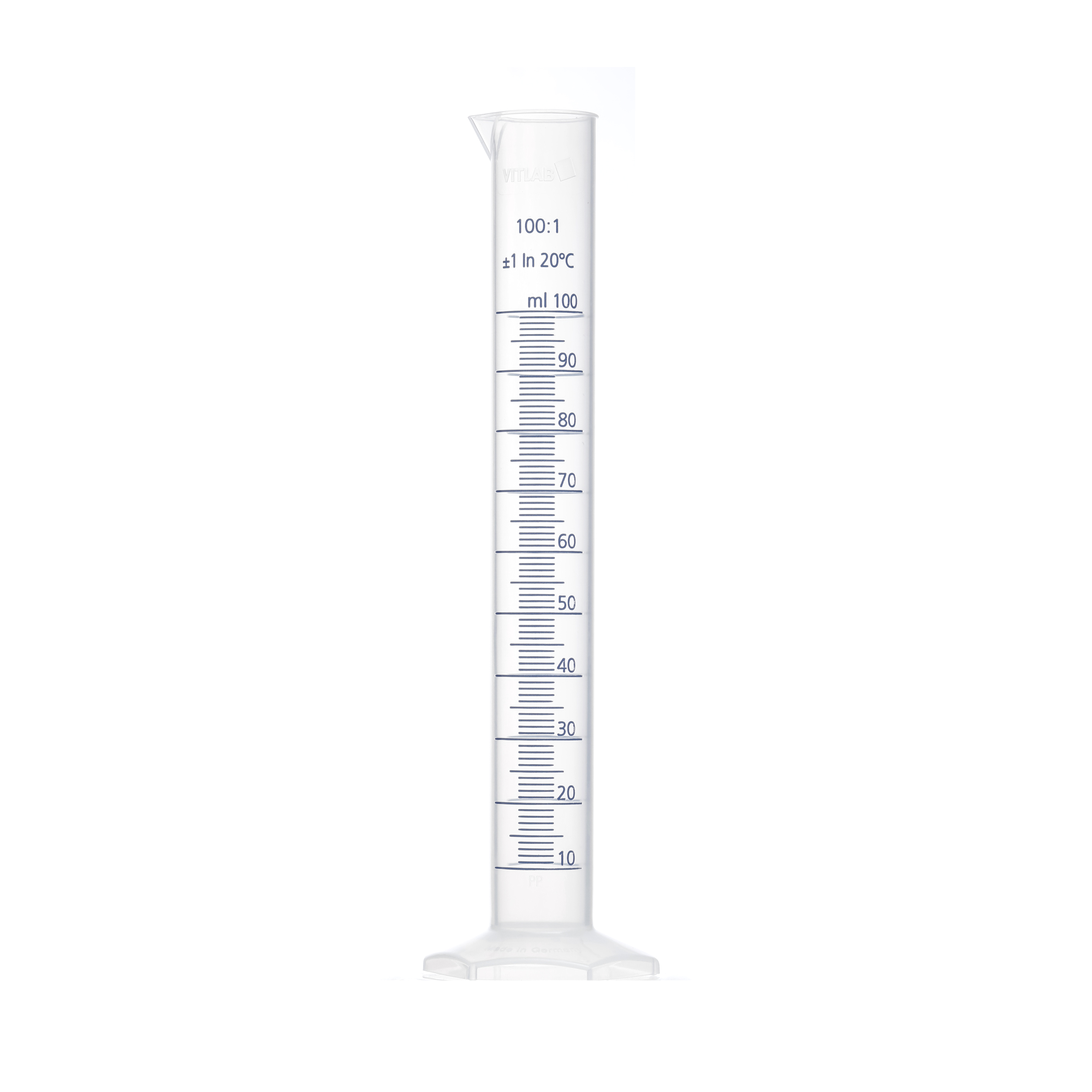 PROBETA GRADUADA DE PP DE 100ml. AZUl. VITLAB