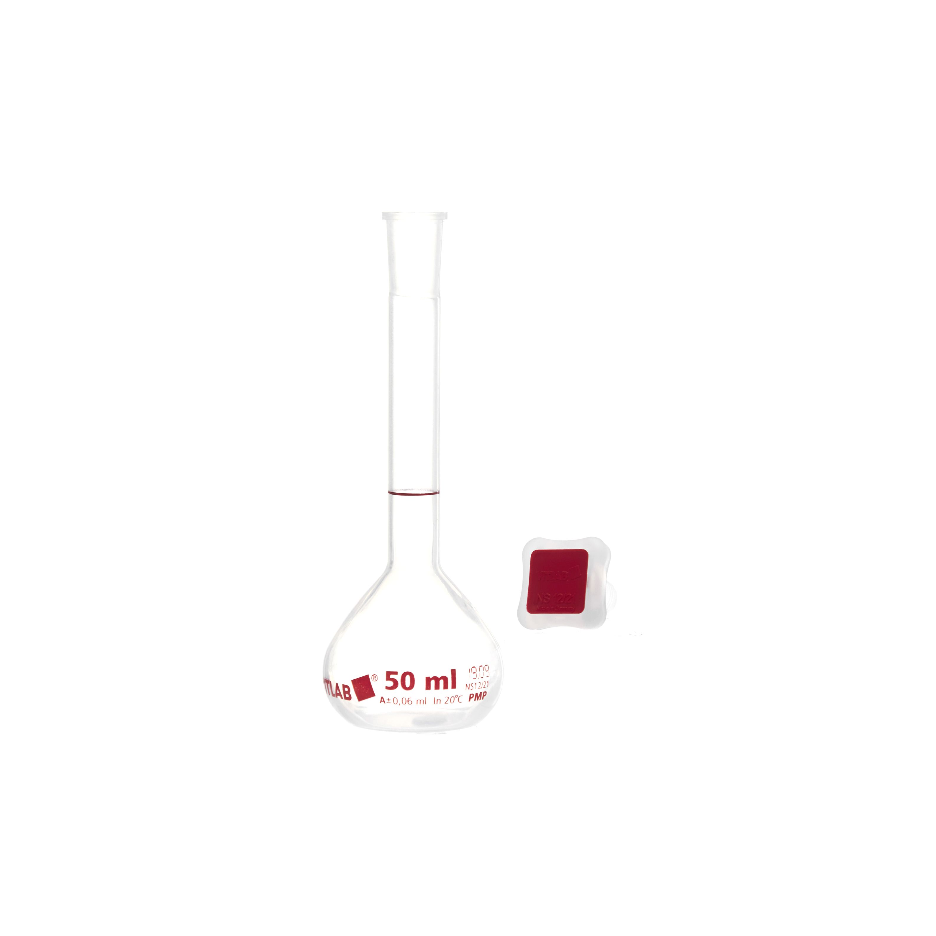MATRAZ VOLUMÉTRICO DE PMP DE 50ml CLASE A DIN CON CERTIFICADO. VITLAB