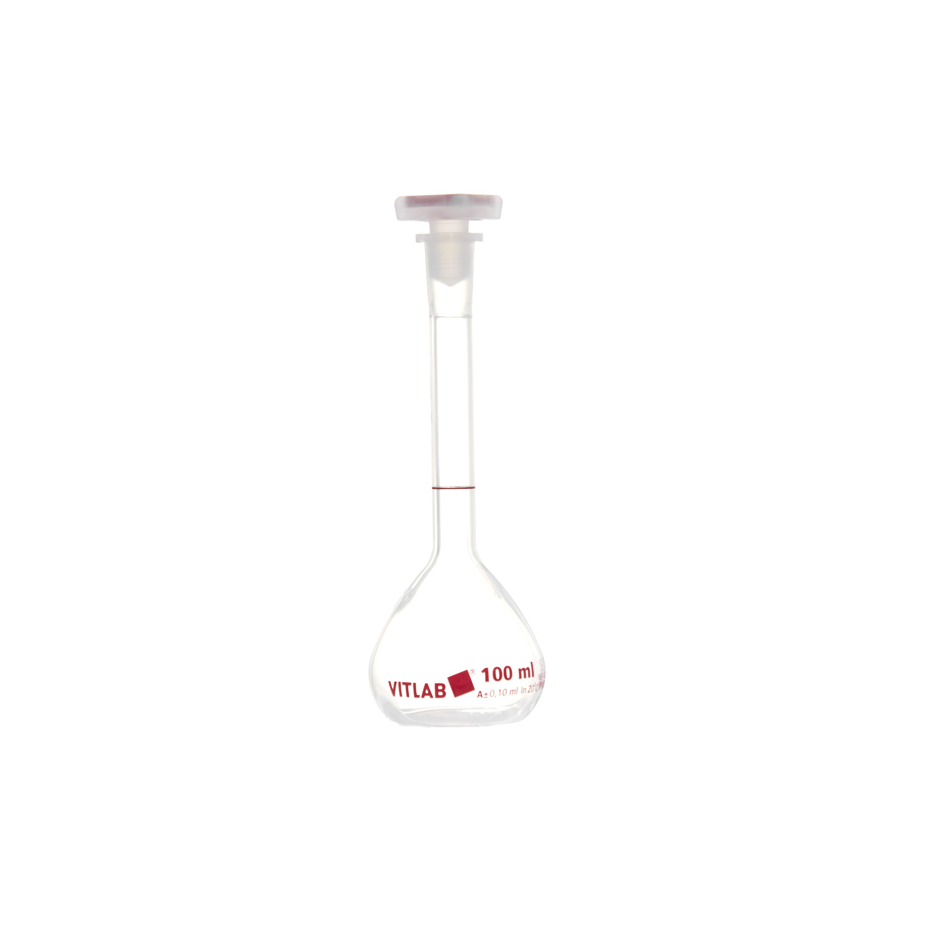 MATRAZ VOLUMÉTRICO DE PMP DE 100ml CLASE A DIN CON CERTIFICADO. VITLAB