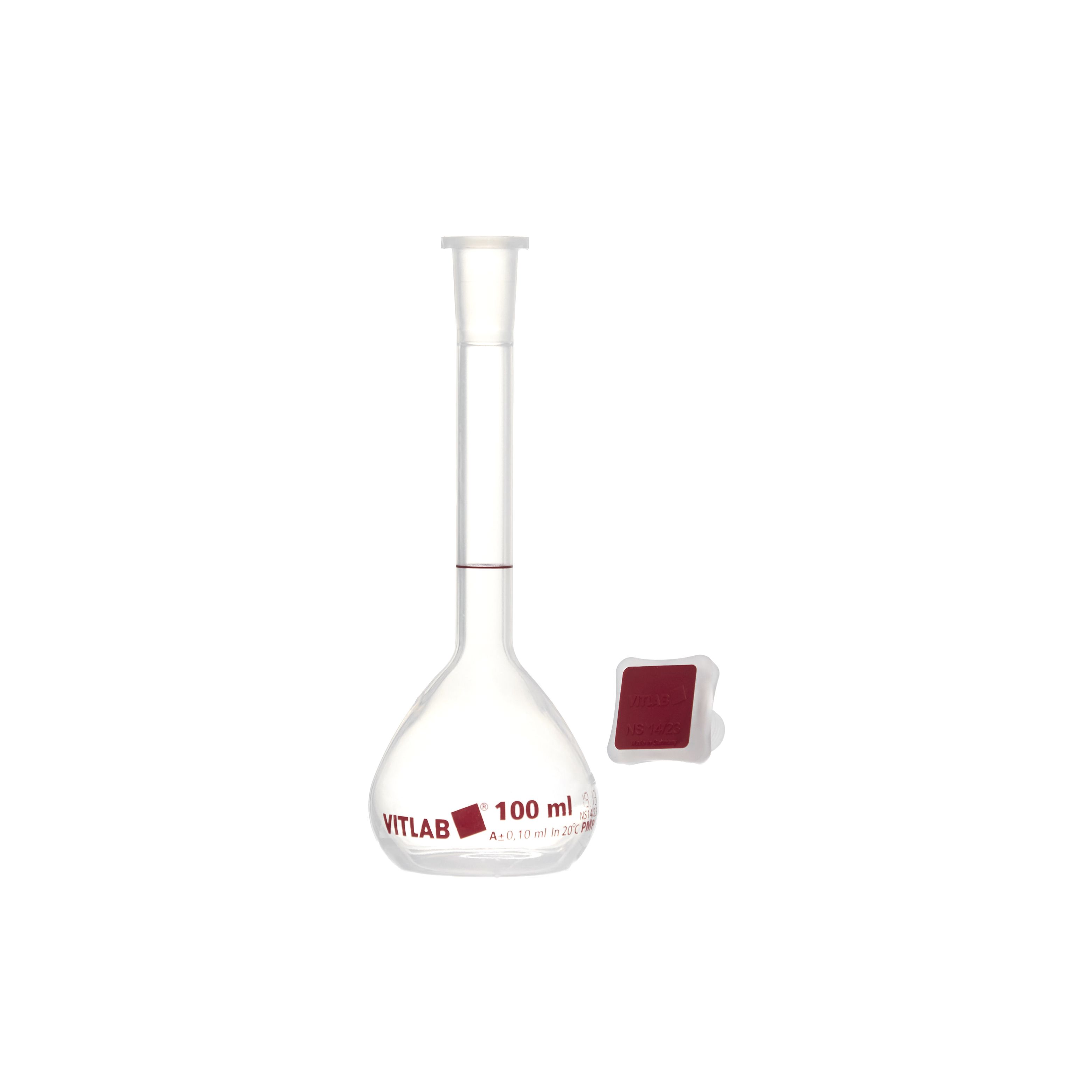 MATRAZ VOLUMÉTRICO DE PMP DE 100ml CLASE A DIN CON CERTIFICADO. VITLAB