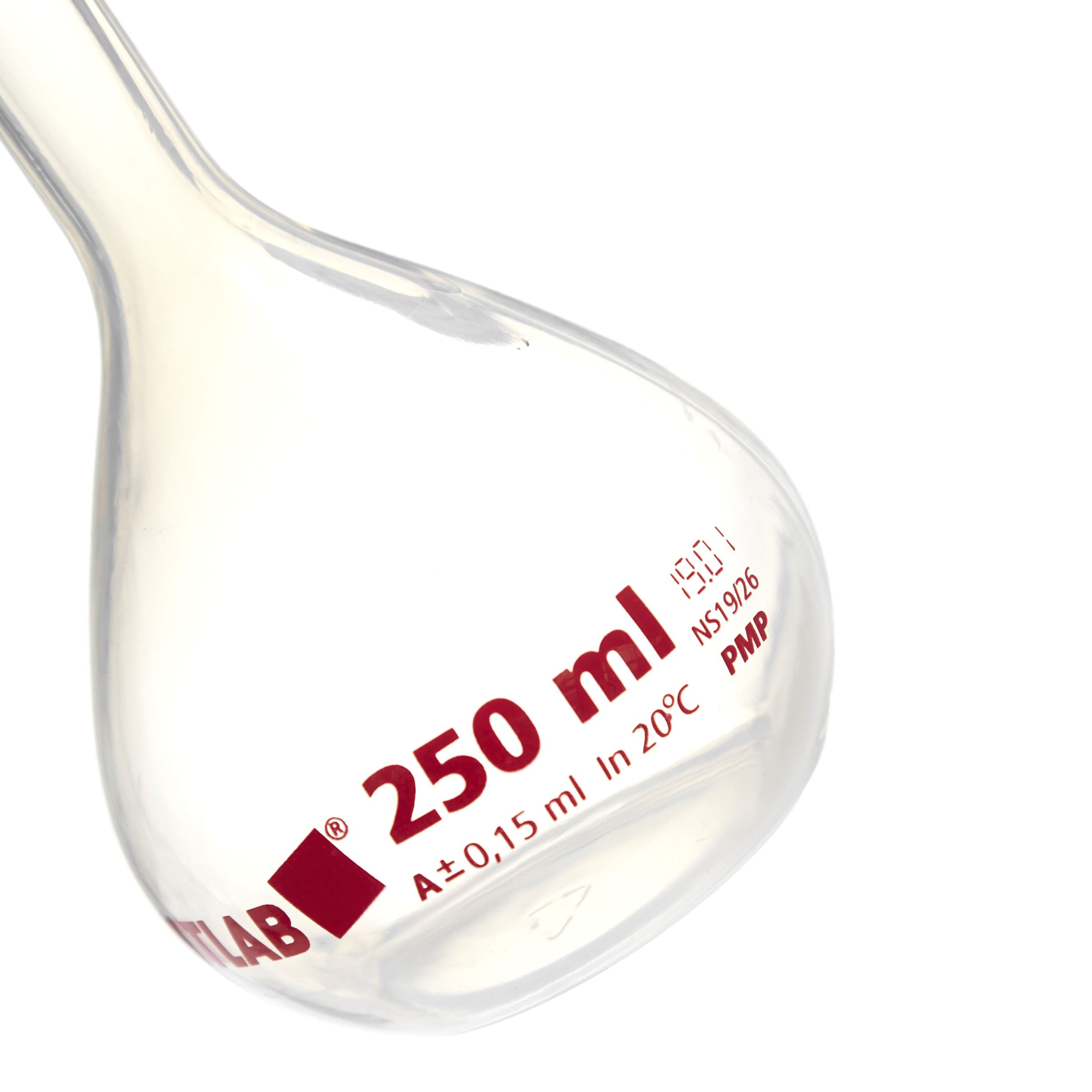 MATRAZ VOLUMÉTRICO DE PMP DE 250ml CLASE A DIN CON CERTIFICADO. VITLAB