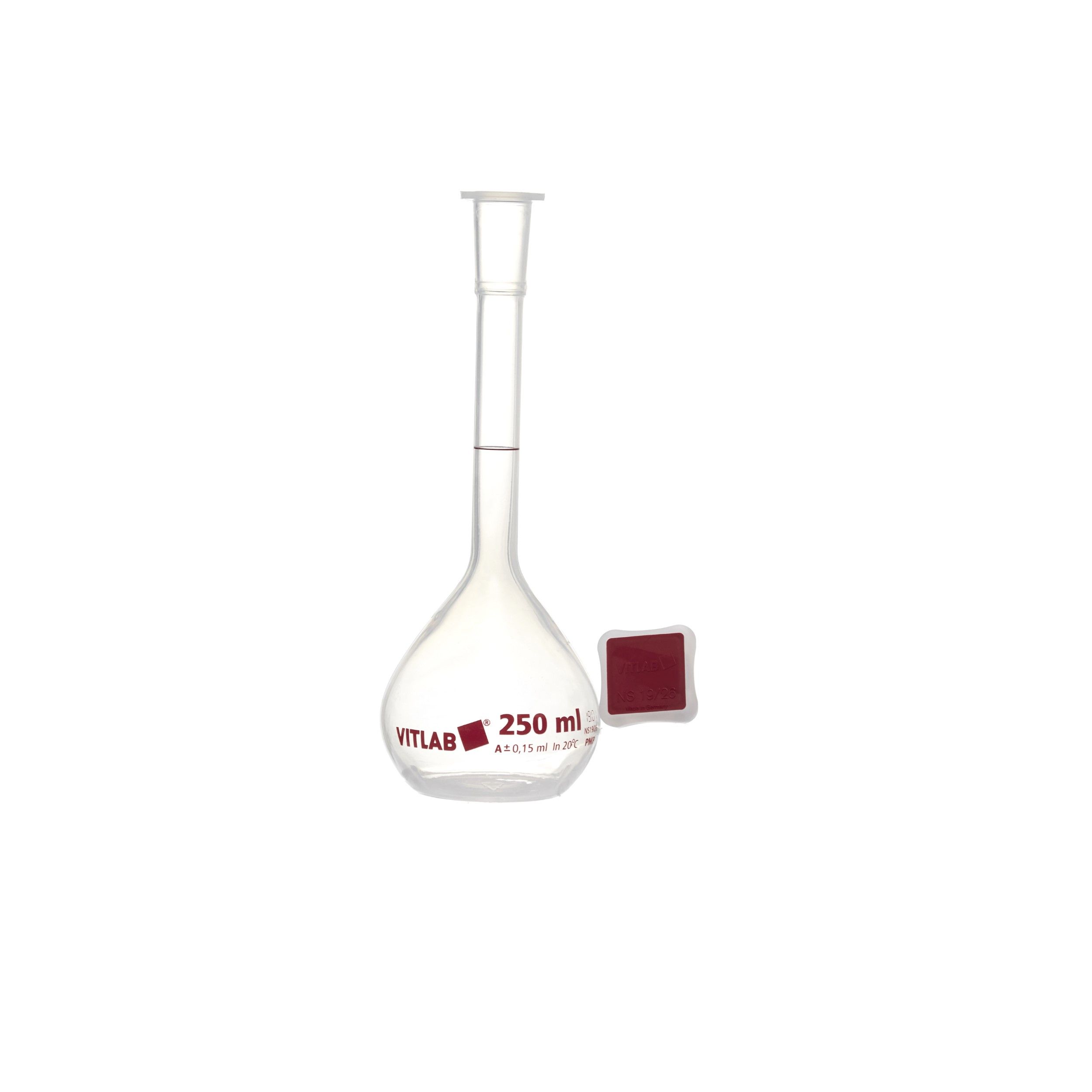 MATRAZ VOLUMÉTRICO DE PMP DE 250ml CLASE A DIN CON CERTIFICADO. VITLAB